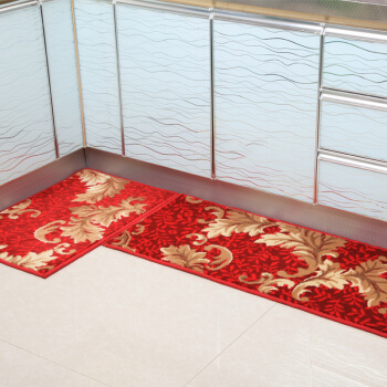 华徳huade/hd経典厨房バスルームカープスペート厚手摺り止め耐汚吸水吸油トイレの玄関マットは洗いやすいです。栄華富貴紅50*150 cm